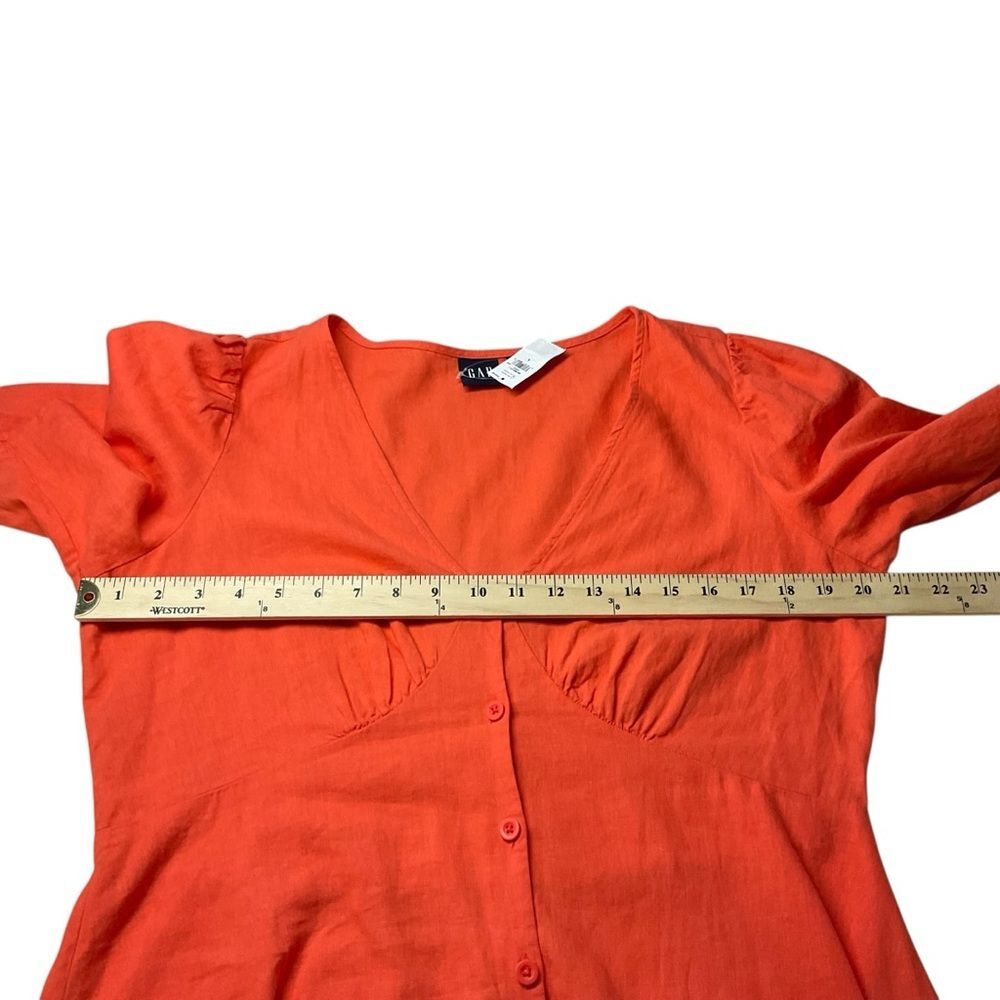 NWT Gap Linen-Blend Mini Dress Size L Blood Orange Lightweight Summer Dress - Picture 8 of 13